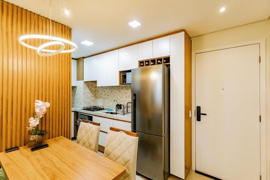 Cozinha  de apartamento à venda com 2 quartos, 34m² em Campo Grande, São Paulo