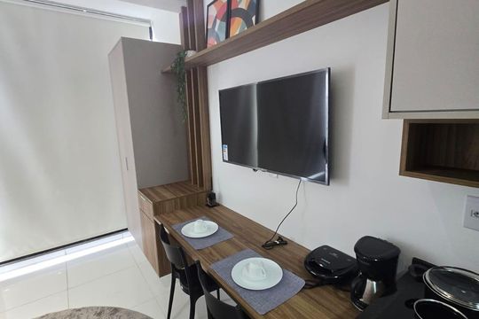 Cozinha de apartamento para alugar com 1 quarto, 23m² em Vila Azevedo, São Paulo