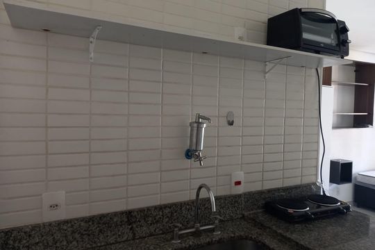 Cozinha de apartamento à venda com 1 quarto, 28m² em Bela Vista, São Paulo