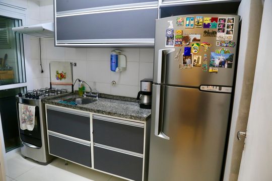 Cozinha de apartamento à venda com 2 quartos, 65m² em Santo Amaro, São Paulo