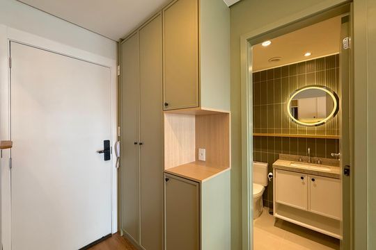 Cozinha  de kitnet/studio para alugar com 1 quarto, 25m² em Santo Amaro, São Paulo