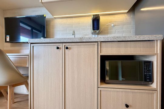 Cozinha  de kitnet/studio para alugar com 1 quarto, 25m² em Santo Amaro, São Paulo
