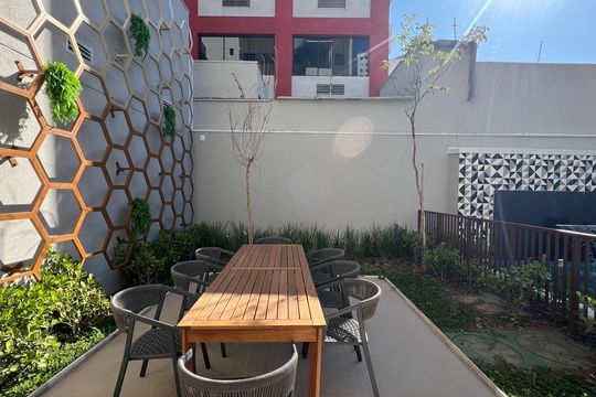 Área comum - Churrasqueira de kitnet/studio à venda com 1 quarto, 28m² em Pinheiros, São Paulo