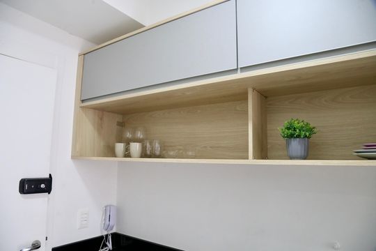 Cozinha de apartamento à venda com 1 quarto, 28m² em Brooklin, São Paulo