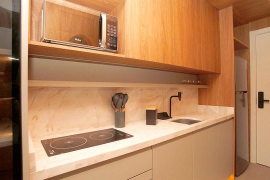 Cozinha de kitnet/studio para alugar com 1 quarto, 31m² em Cidade Baixa, Porto Alegre