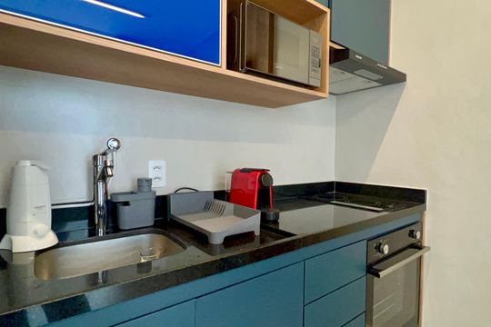 Cozinha de kitnet/studio para alugar com 1 quarto, 31m² em Pinheiros, São Paulo