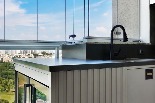 Cozinha de apartamento à venda com 3 quartos, 164m² em Vila Assunção, Santo André