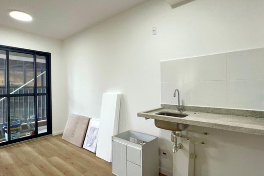 Cozinha de kitnet/studio para alugar com 1 quarto, 27m² em Pinheiros, São Paulo