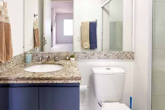 Banheiro Social de apartamento à venda com 1 quarto, 52m² em Jardim Olavo Bilac, São Bernardo do Campo