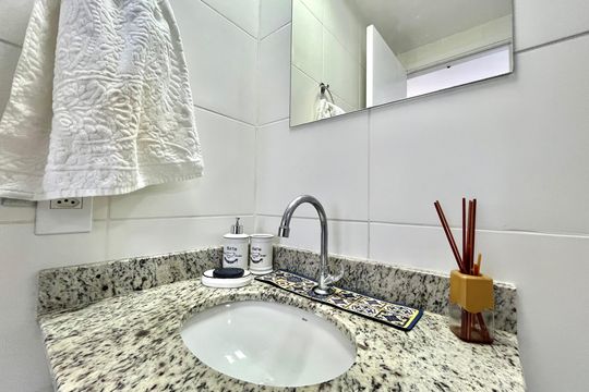 Banheiro da Suíte de apartamento para alugar com 1 quarto, 24m² em Vila Clementino, São Paulo