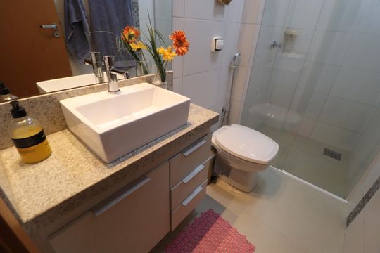 Banheiro Social de apartamento para alugar com 2 quartos, 73m² em Santa Mônica, Uberlândia