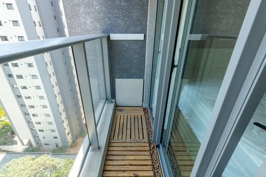 Varanda de kitnet/studio à venda com 1 quarto, 26m² em Indianópolis, São Paulo