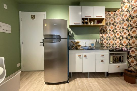Cozinha de apartamento para alugar com 1 quarto, 26m² em Campos Elíseos, São Paulo