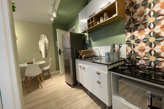 Cozinha de apartamento para alugar com 1 quarto, 26m² em Campos Elíseos, São Paulo