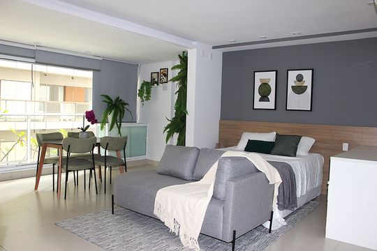 Sala - Dormitório de kitnet/studio à venda com 1 quarto, 52m² em Consolação, São Paulo
