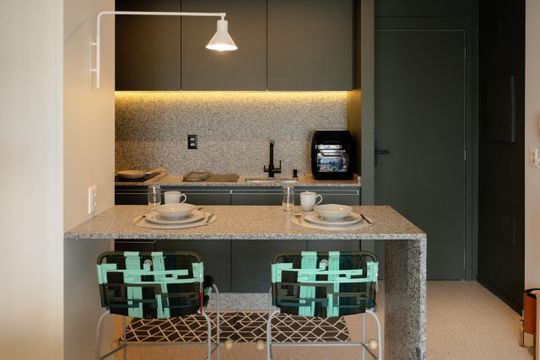 Cozinha de kitnet/studio para alugar com 1 quarto, 33m² em Jardim Esplanada, São José dos Campos