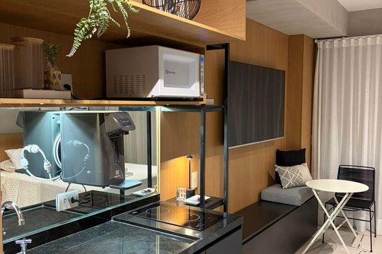 Cozinha de kitnet/studio à venda com 1 quarto, 32m² em Santo Amaro, São Paulo