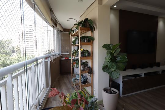 Varanda da Sala de apartamento à venda com 3 quartos, 95m² em Vila Andrade, São Paulo