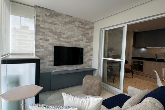 Sala de apartamento à venda com 1 quarto, 52m² em Brooklin, São Paulo