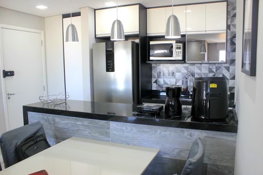 Cozinha  de apartamento à venda com 2 quartos, 59m² em Jardim Imperador, Guarulhos