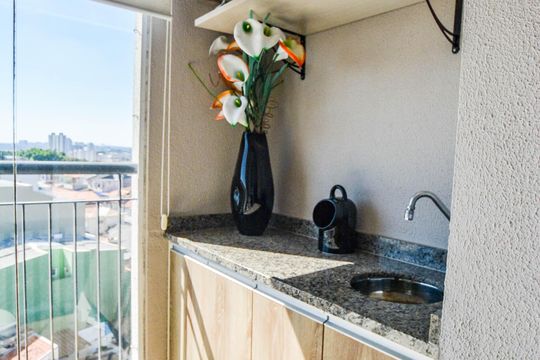 Varanda da Sala de apartamento à venda com 3 quartos, 59m² em Vila Pires, Santo André