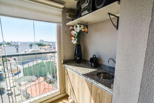 Varanda da Sala de apartamento à venda com 3 quartos, 59m² em Vila Pires, Santo André