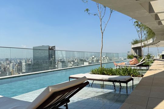 Área comum - Piscina de kitnet/studio para alugar com 1 quarto, 31m² em Higienópolis, São Paulo