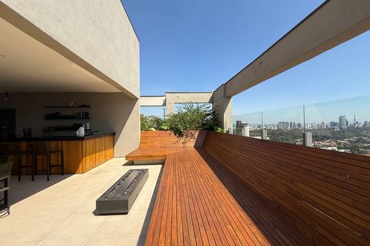 Área comum - Churrasqueira de kitnet/studio para alugar com 1 quarto, 31m² em Higienópolis, São Paulo