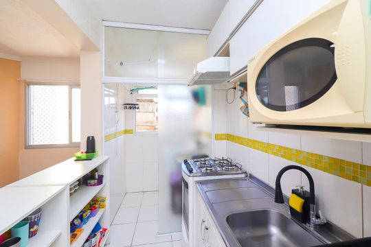 Cozinha de apartamento para alugar com 1 quarto, 33m² em Vila Carmosina, São Paulo
