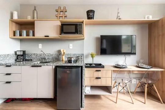 Cozinha de apartamento à venda com 1 quarto, 18m² em Brás, São Paulo