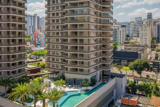 Vista da varanda de apartamento à venda com 1 quarto, 57m² em Pinheiros, São Paulo