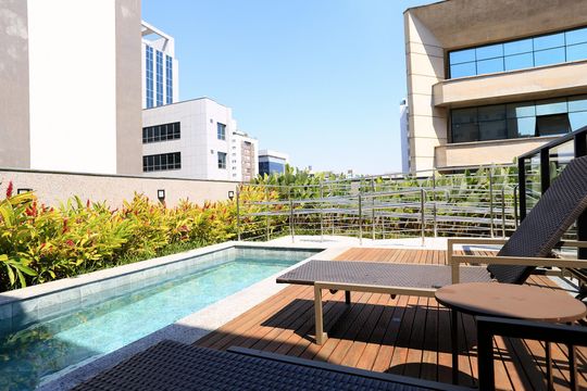 Área comum - Piscina de kitnet/studio para alugar com 1 quarto, 40m² em Santa Efigênia, Belo Horizonte