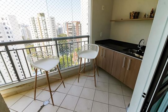 Varanda da Sala de apartamento para alugar com 2 quartos, 67m² em Vila Andrade, São Paulo