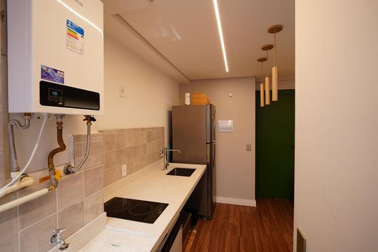 Cozinha de apartamento à venda com 2 quartos, 40m² em Jardim, Santo André