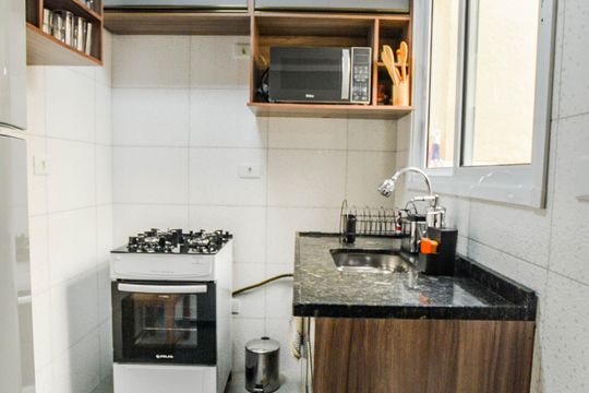 Cozinha de apartamento para alugar com 2 quartos, 46m² em Vila Humaita, Santo André