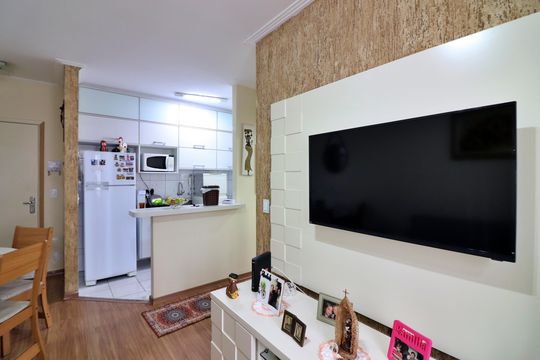 Sala  de apartamento à venda com 1 quarto, 46m² em Vila Goncalves, São Bernardo do Campo