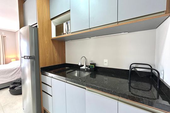 Cozinha  de kitnet/studio para alugar com 1 quarto, 29m² em Campeche, Florianópolis