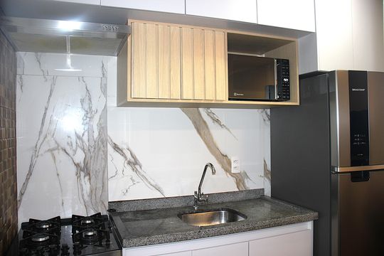 Cozinha de apartamento à venda com 1 quarto, 25m² em Bela Vista, São Paulo