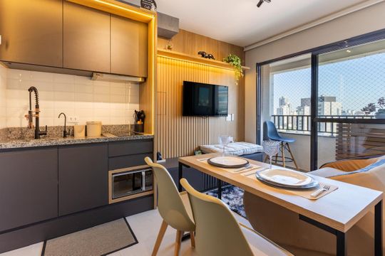 Cozinha de apartamento à venda com 1 quarto, 29m² em Água Branca, São Paulo