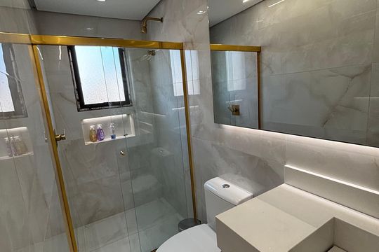 Banheiro de apartamento à venda com 3 quartos, 91m² em Baeta Neves, São Bernardo do Campo