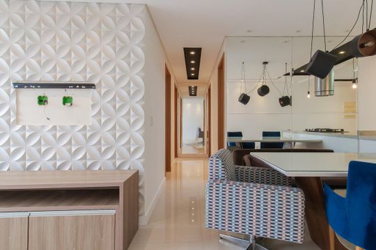 Sala/Sala de jantar de apartamento para alugar com 3 quartos, 97m² em Vila Assis Brasil, Mauá