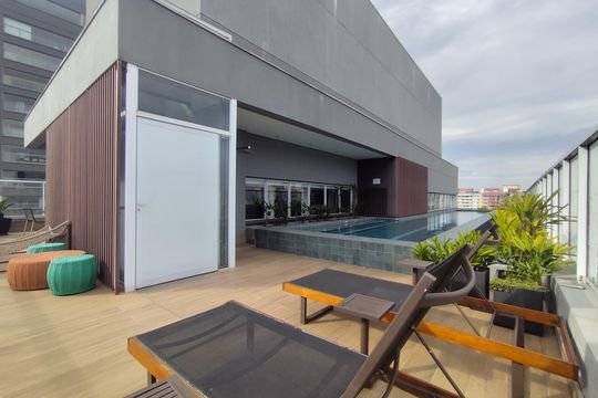 Área externa de apartamento para alugar com 1 quarto, 40m² em Indianópolis, São Paulo