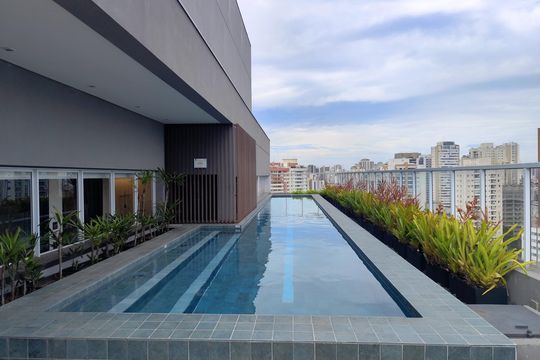 Área externa de apartamento para alugar com 1 quarto, 40m² em Indianópolis, São Paulo