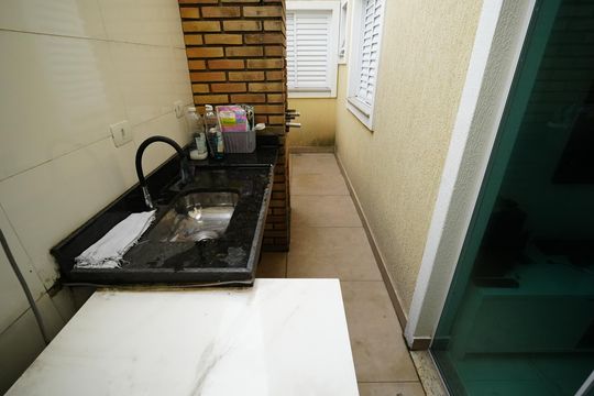 Área gourmet de apartamento à venda com 3 quartos, 80m² em Vila Curuçá, Santo André