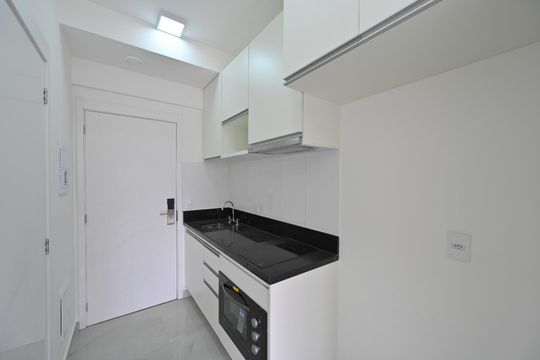 Cozinha de kitnet/studio para alugar com 1 quarto, 26m² em Vila Clementino, São Paulo