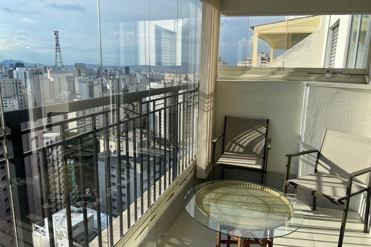 Varanda e Vista de apartamento à venda com 1 quarto, 54m² em Bela Vista, São Paulo