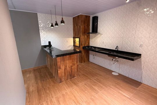 Cozinha de casa de condomínio à venda com 3 quartos, 73m² em Jardim Gardênia, Goiânia