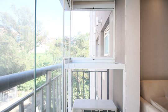 Varanda da Sala de apartamento para alugar com 2 quartos, 45m² em Vila Andrade, São Paulo