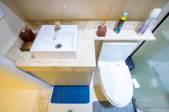 Banheiro social de apartamento à venda com 3 quartos, 85m² em Paraíso, Santo André