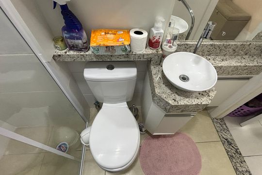 Banheiro da Suíte de apartamento à venda com 2 quartos, 60m² em Vila Pires, Santo André